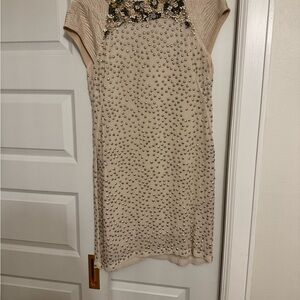 French Connection Cream and Brown Sheath Mini Dress